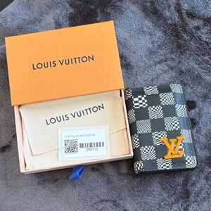 Louis Vuitton Black and White Checkered Card Holder